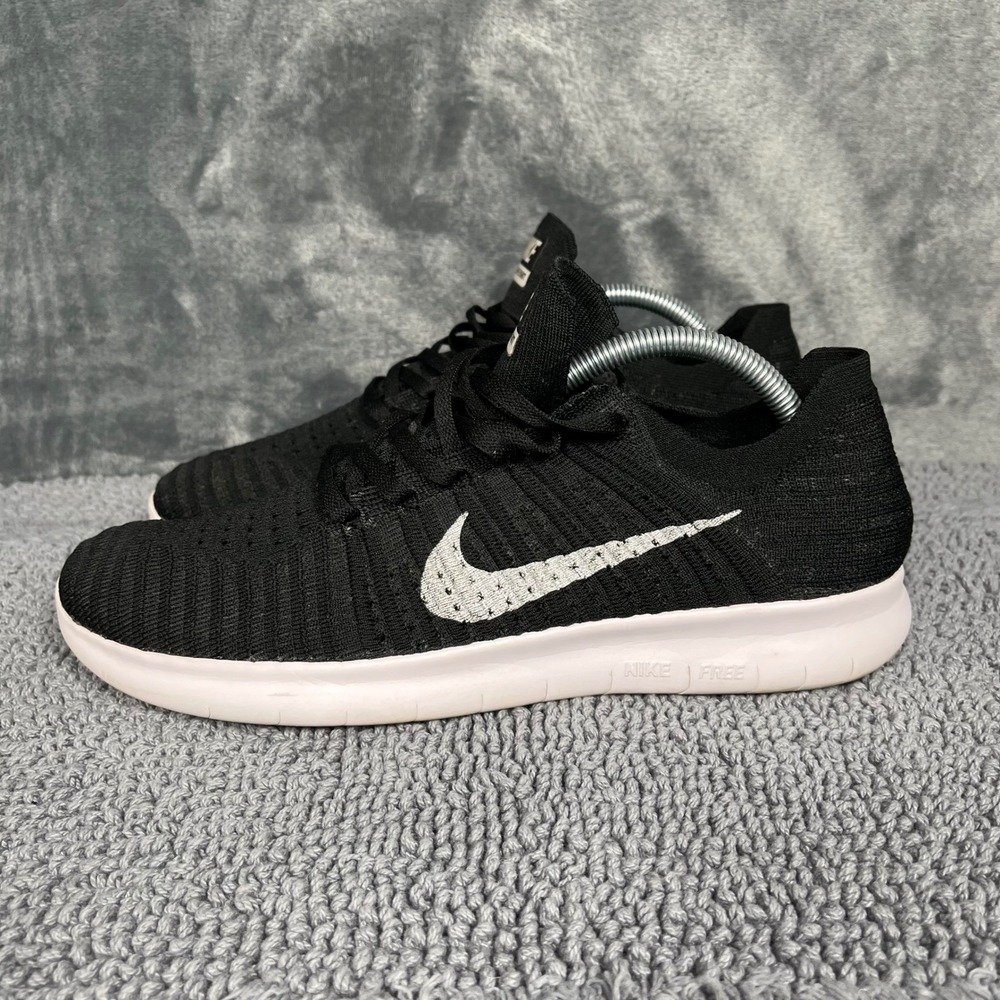 Nike Free RN Flyknit Mens Running Shoes Black White 831069-001 Size 9